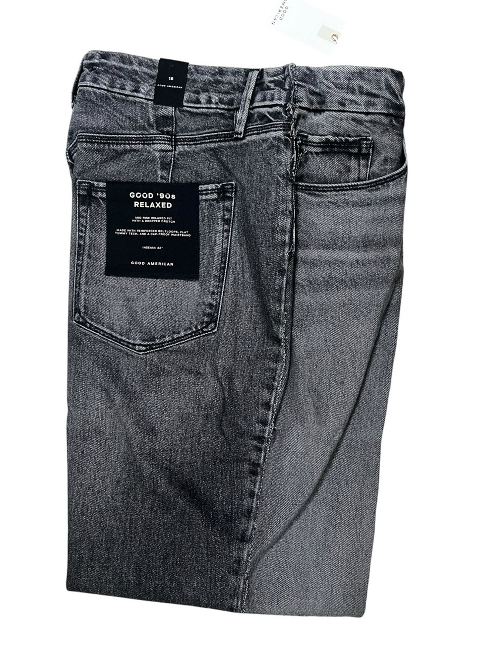 Good American Good 90s Relaxed Jeans Black Two Tone Baggy Mom Jean Size 15 NWT - Picture 5 of 11